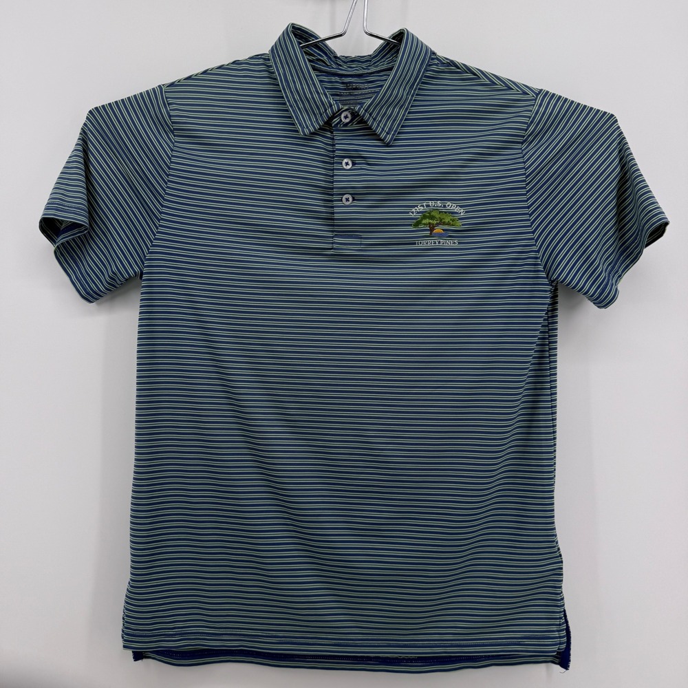 Polo Ralph Lauren Polo Boys L (14-16) US Open Torrey Pines Polyester Blue Stripe